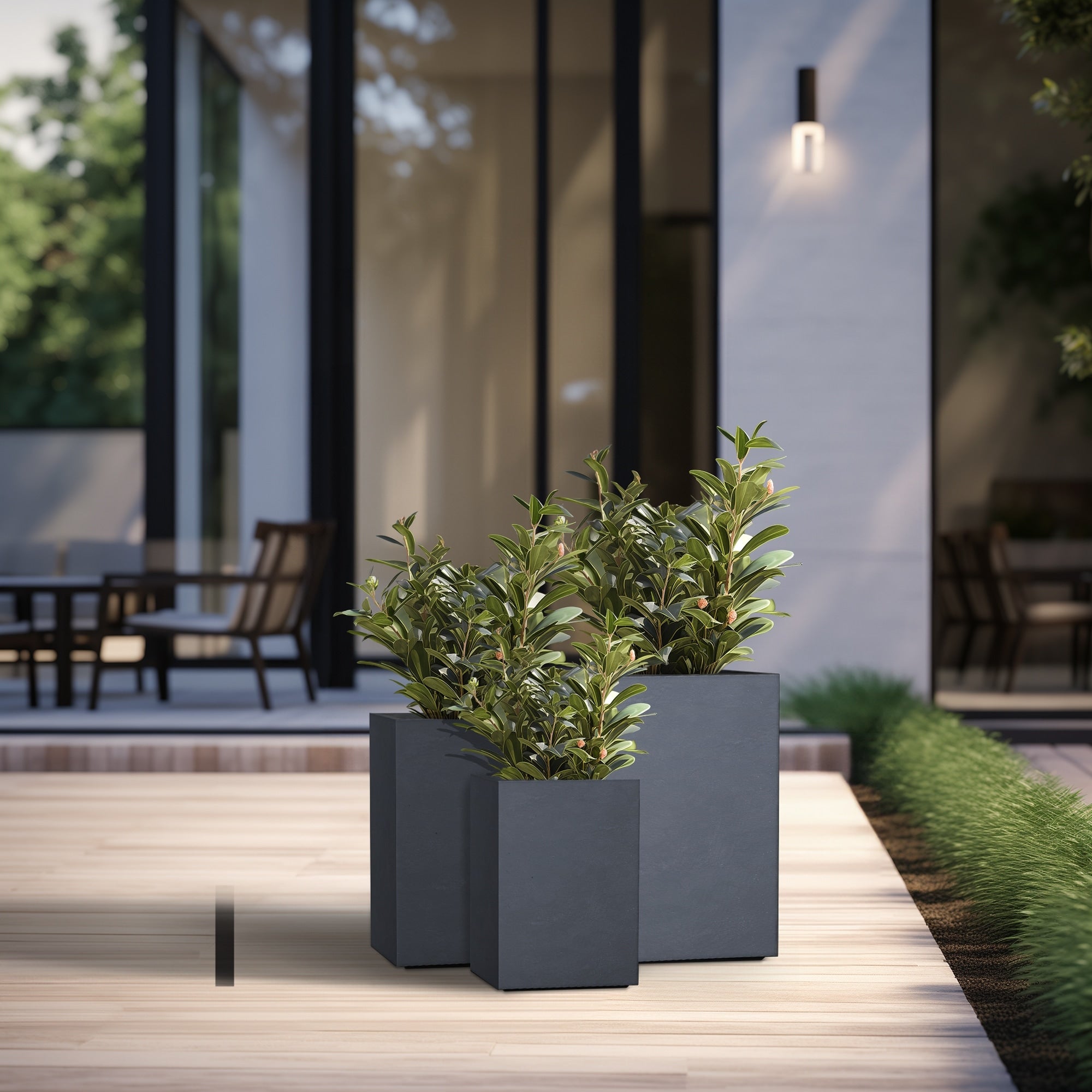 Tall Concrete Rectangle Plant Boxes / Large Indoor and Outdoor Flower Planters