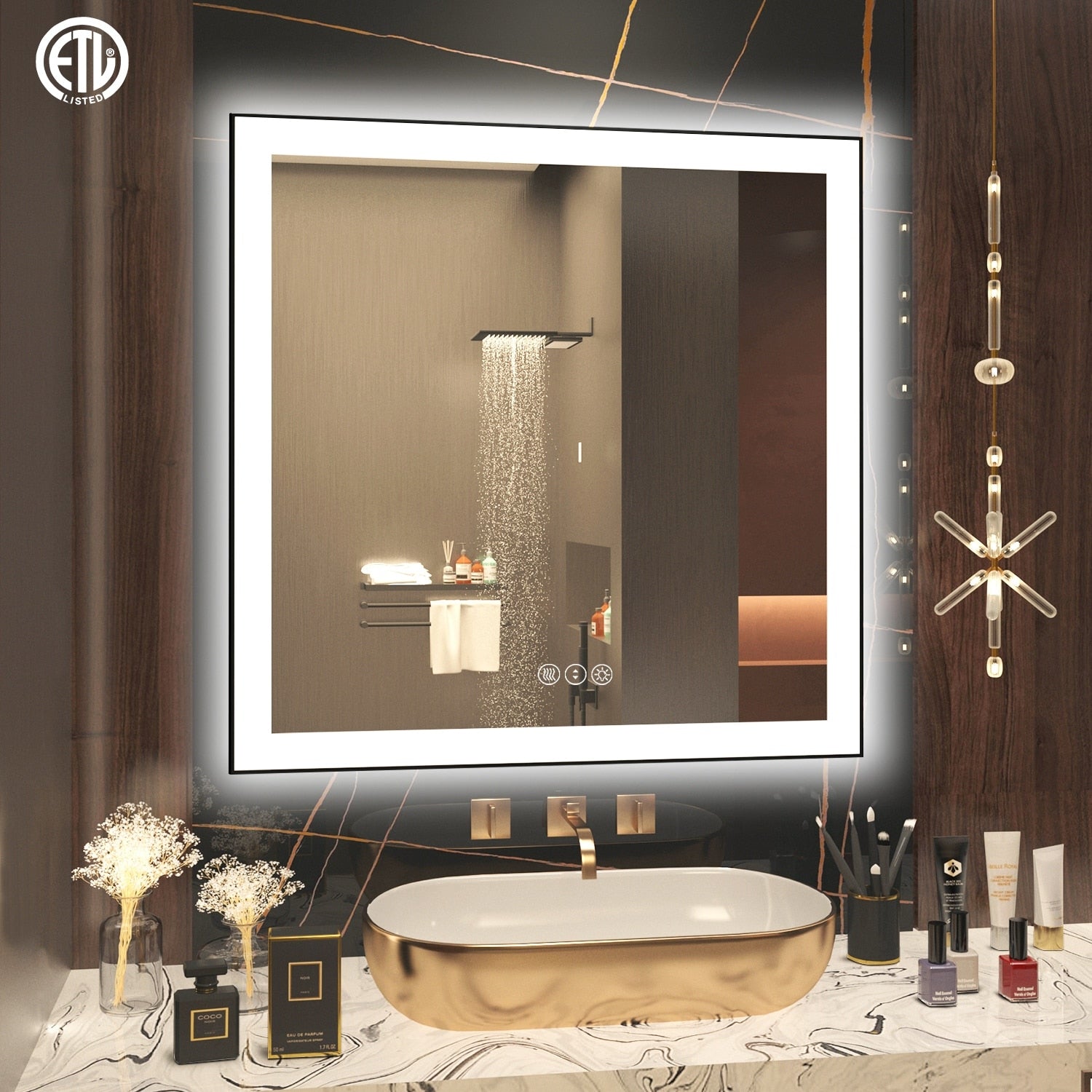 QuivaraView Premium Black Aluminum Framed LED lighting Vanity Mirrors