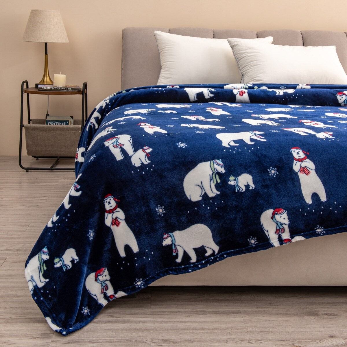 Luxurious Velvet Plush Fleece Holiday Printed Bed Blanket