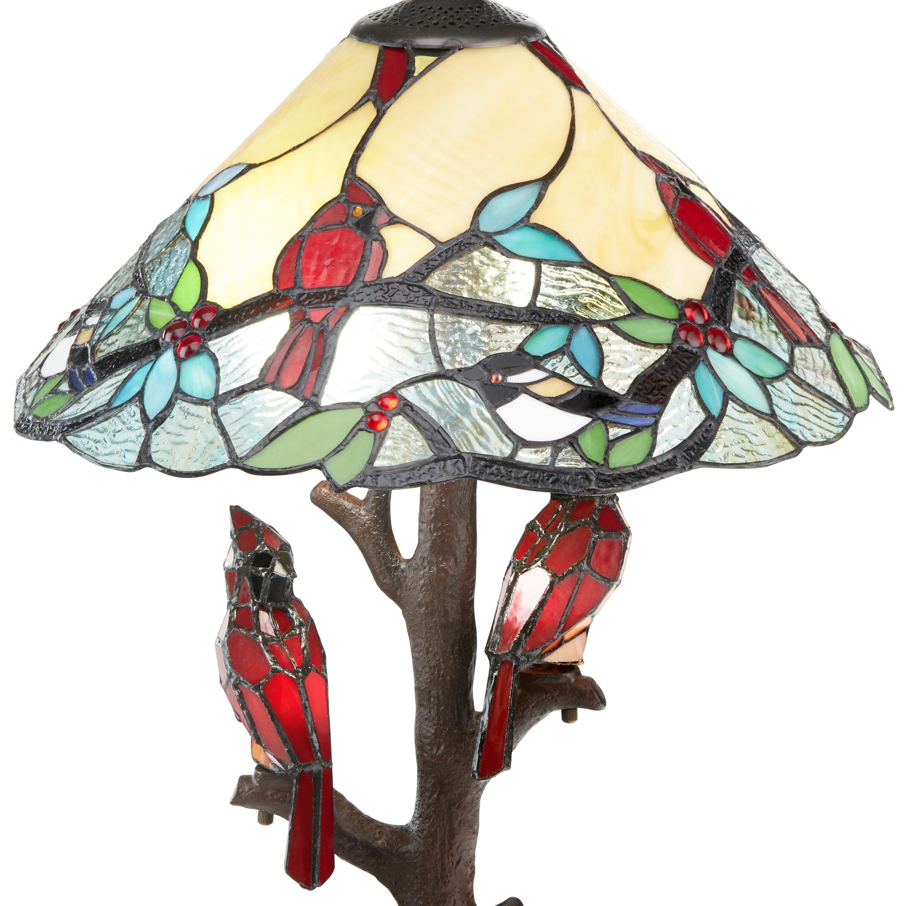 Copper Grove Tongamamao 3-light Stained Glass Cardinal Lamp (23.75 in.)