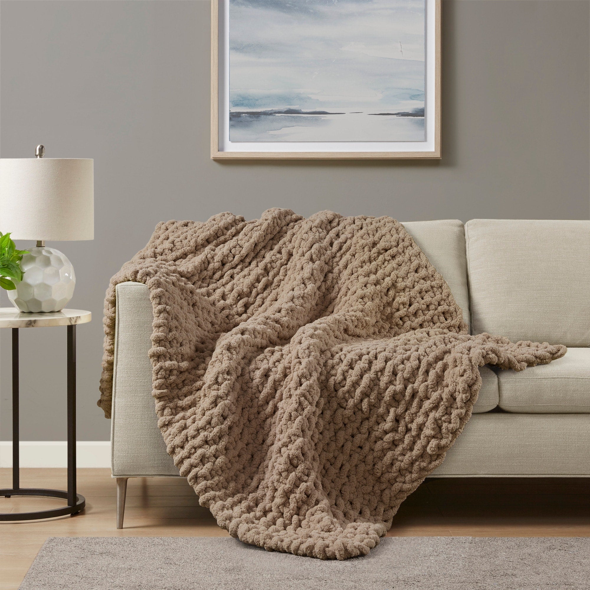 Madison Park Chenille Chunky Knit Throw 50x60