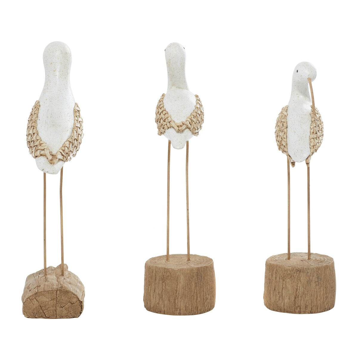 Polystone Bird Decorative Sculpture - Set of 3 White - Roche River Decor