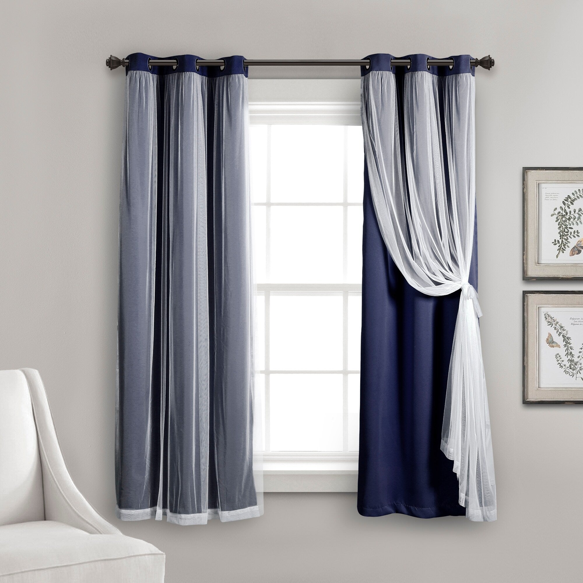 Lush Decor Grommet Sheer Panel Pair with Insulated Blackout Lining