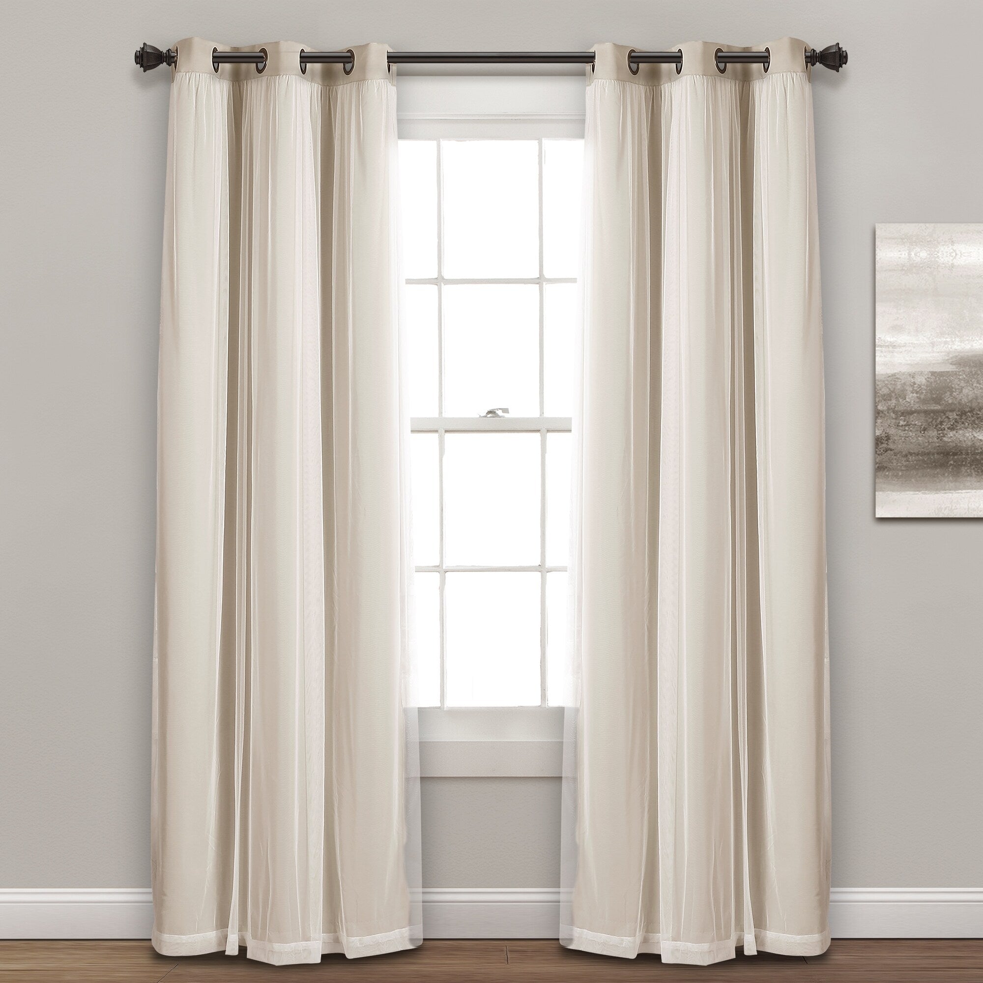 Lush Decor Grommet Sheer Panel Pair with Insulated Blackout Lining