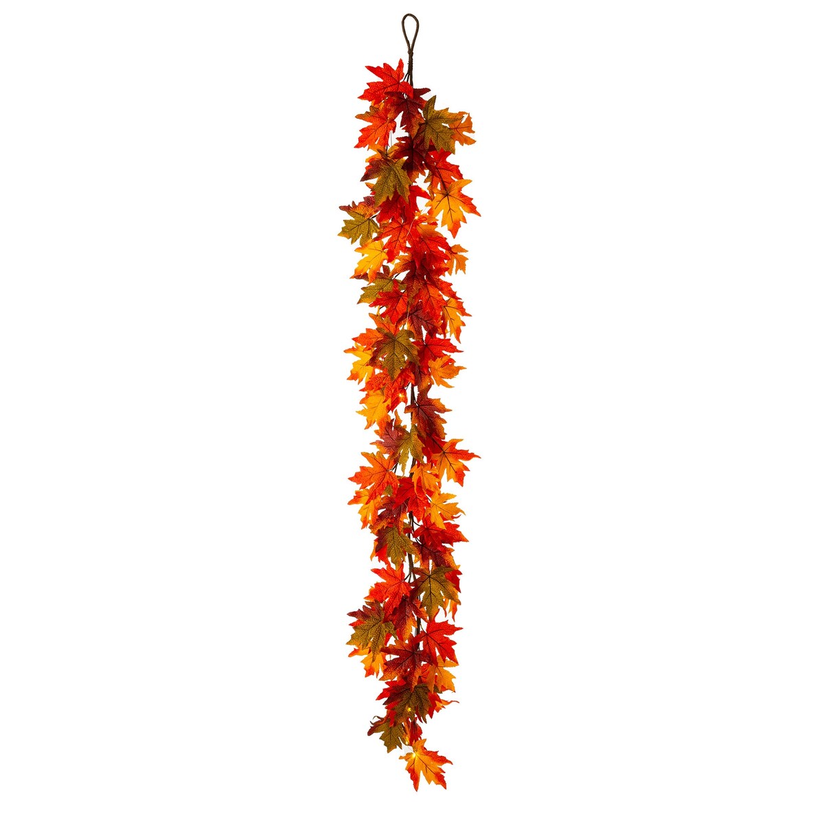 Glitzhome Thanksgiving LED Lighted Fall Maple Leaves Wreath & Garland