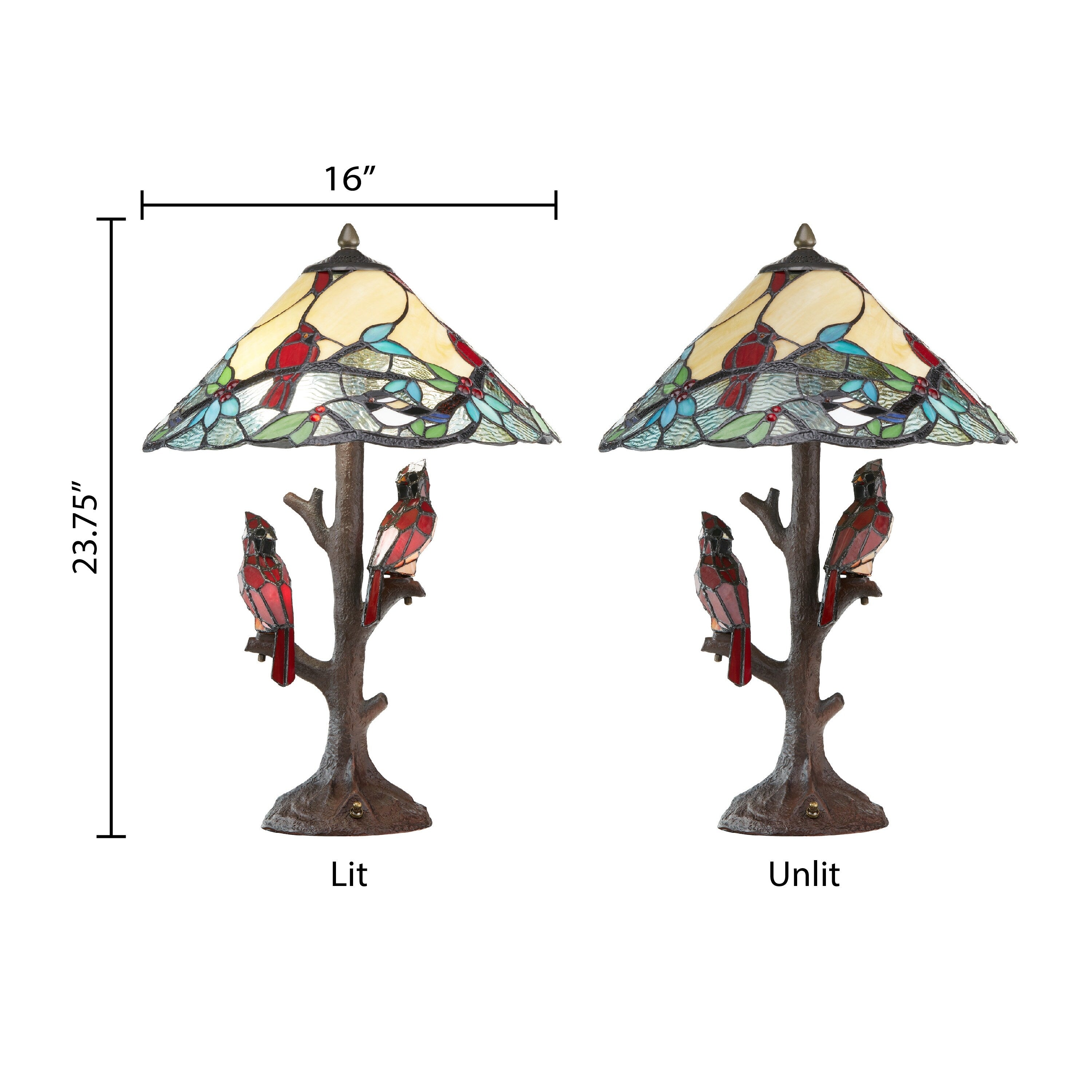 Copper Grove Tongamamao 3-light Stained Glass Cardinal Lamp (23.75 in.)