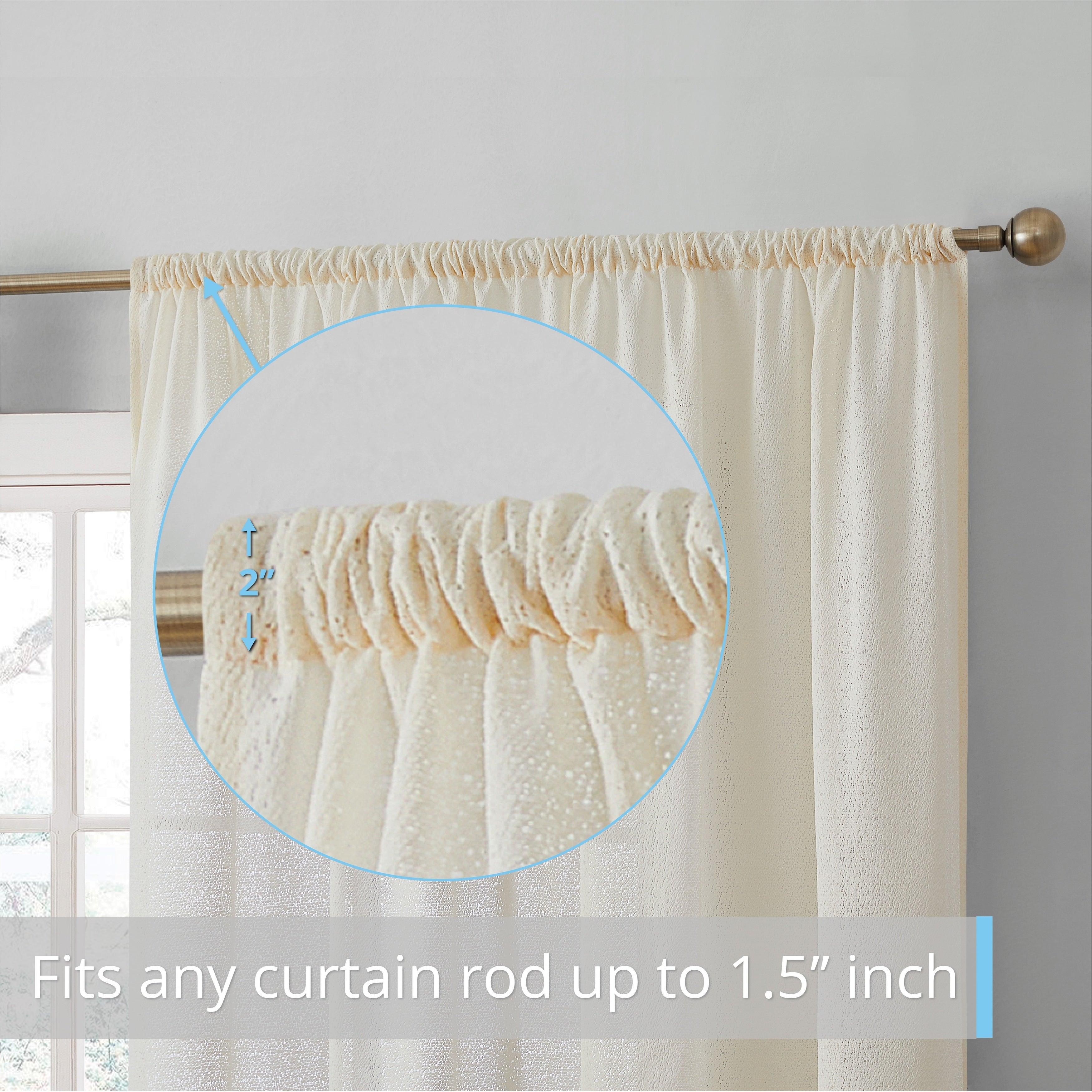 HLC.me Monaco Premium Soft Decorative Ombre Lace Semi Sheer Light Filtering Rod Pocket Window Curtain Panels - Set of 2