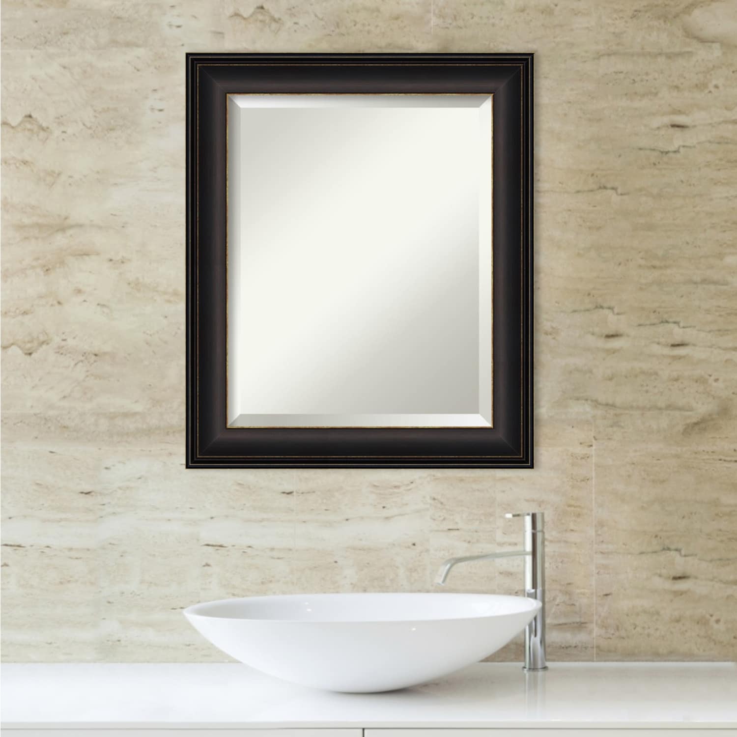 Beveled Bathroom Wall Mirror - Trio Oil Rubbed Bronze Frame - Trio Oil Rubbed Bronze