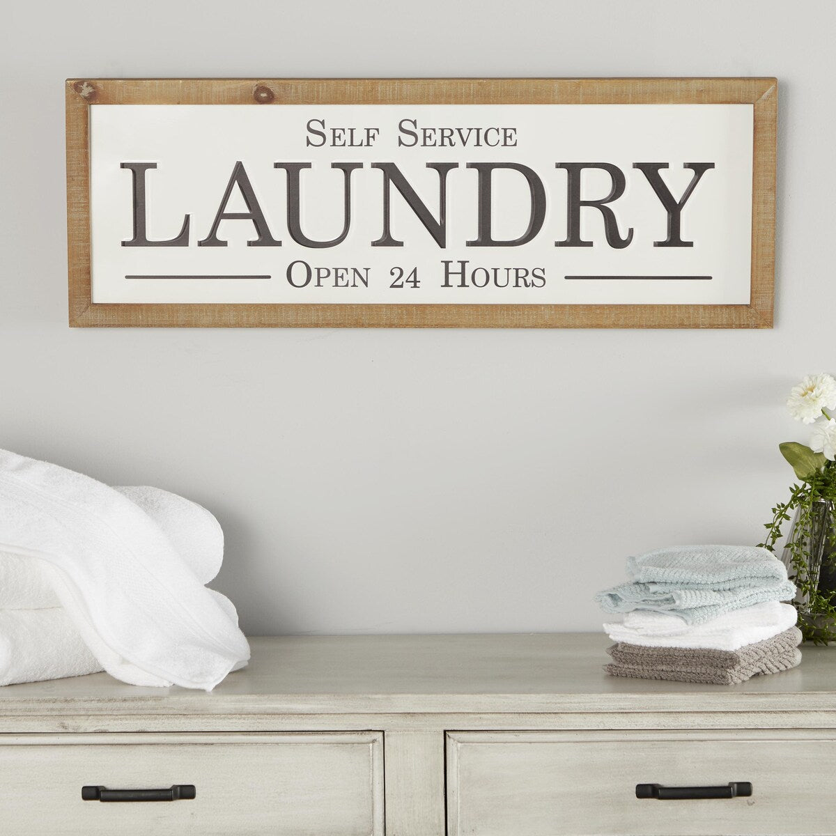 Metal Sign Laundry Home Wall Decor - White - Roche River Decor