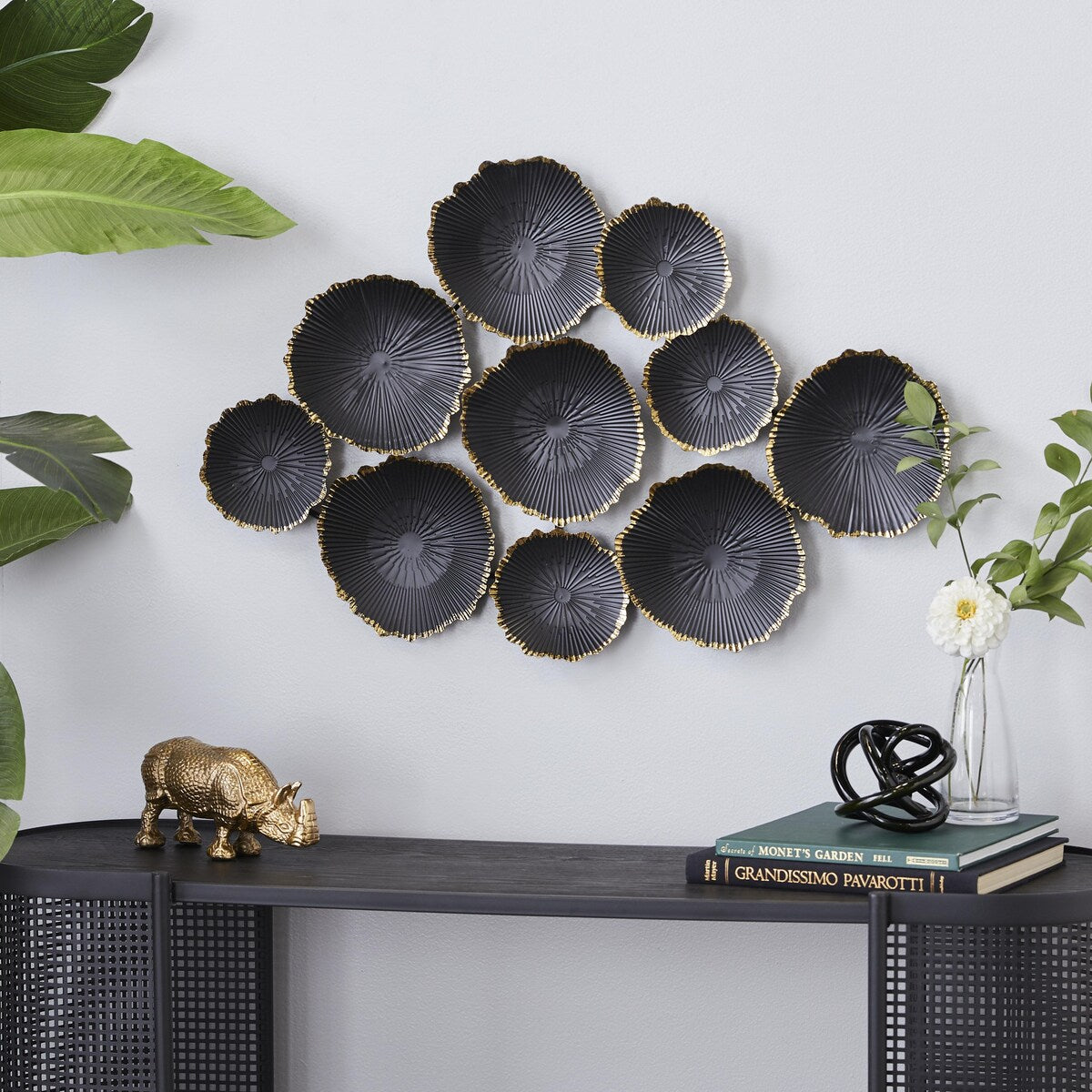 Metal Plate Home Wall Decor with Uneven Edges - Black - CosmoLiving by Cosmopolitan