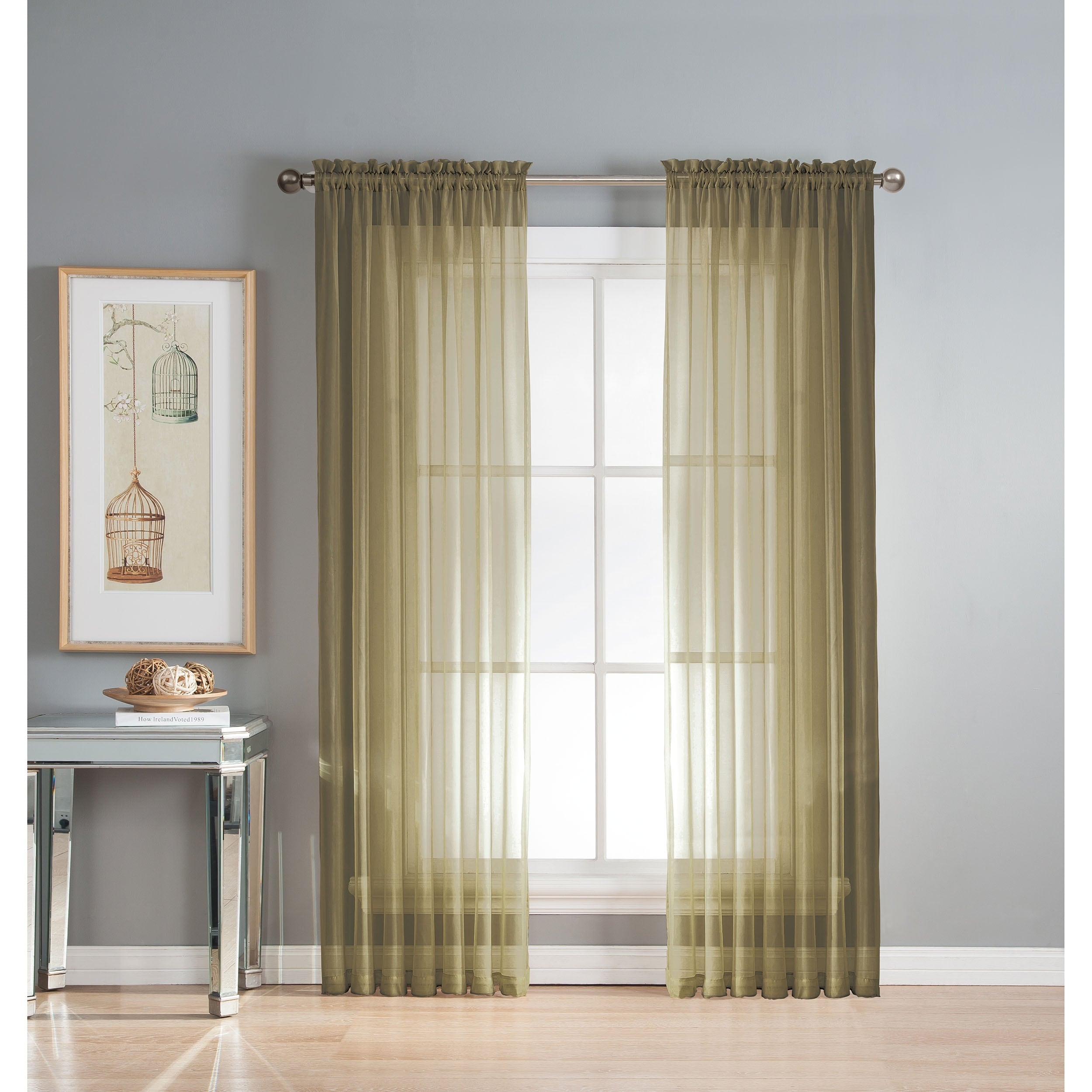 Window Elements Diamond Sheer Voile Extra Wide, 56 Inch Wide. Rod Pocket Curtain Panel