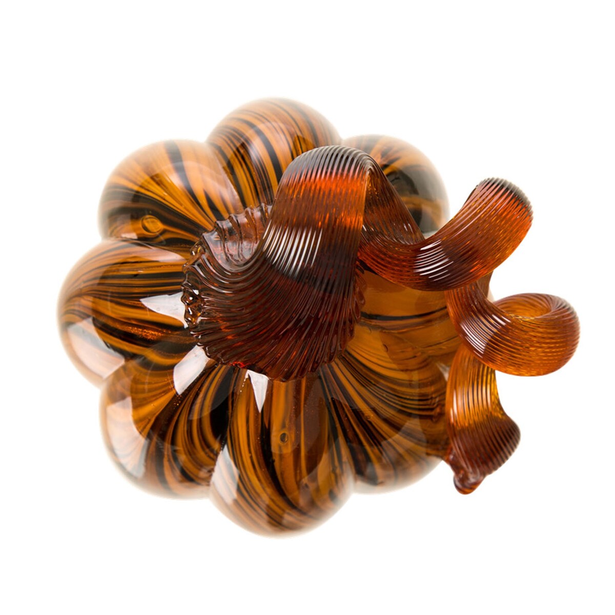 Glitzhome Fall Harvest Multi Striped Handblown Glass Pumpkins for Thanksgiving Decor