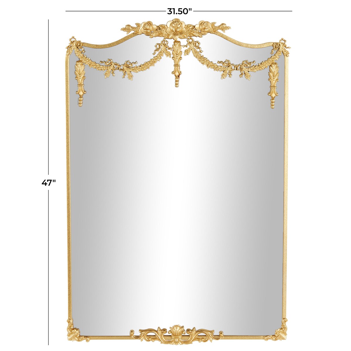 Metal Floral Room Wall Mirror with Floral Embellishments - Gold - Roche River Decor