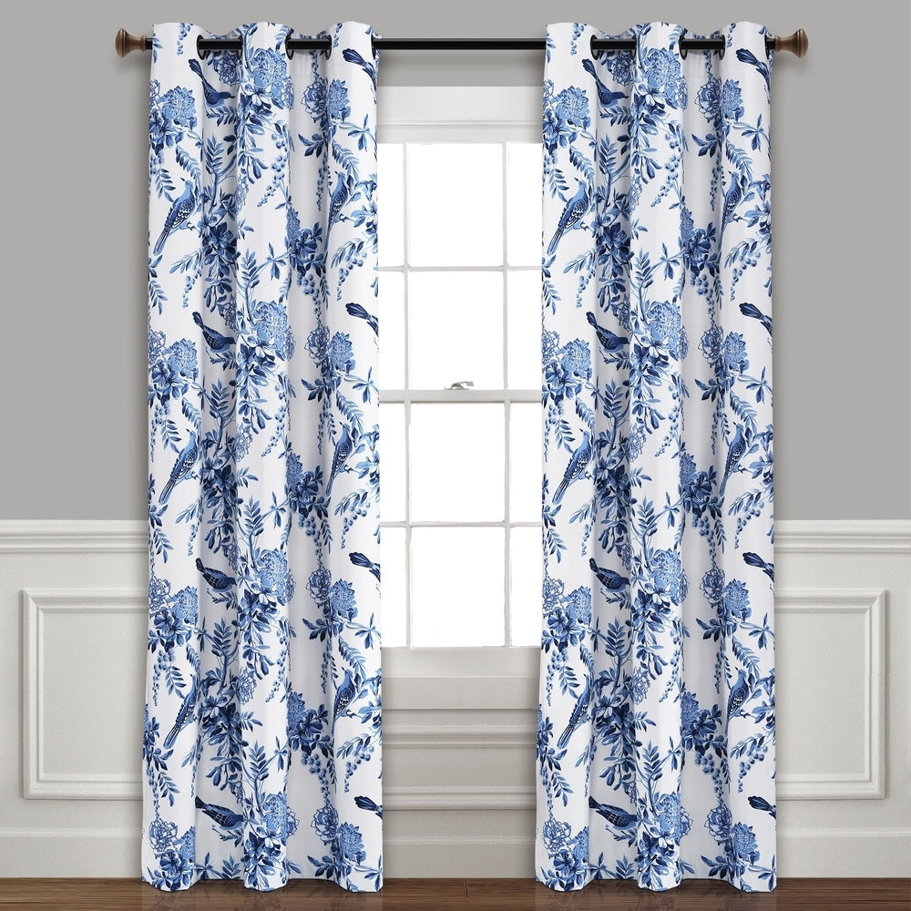 Lush Decor Farmhouse Bird And Flower Insulated Grommet Blackout Window Curtain Panel Pair