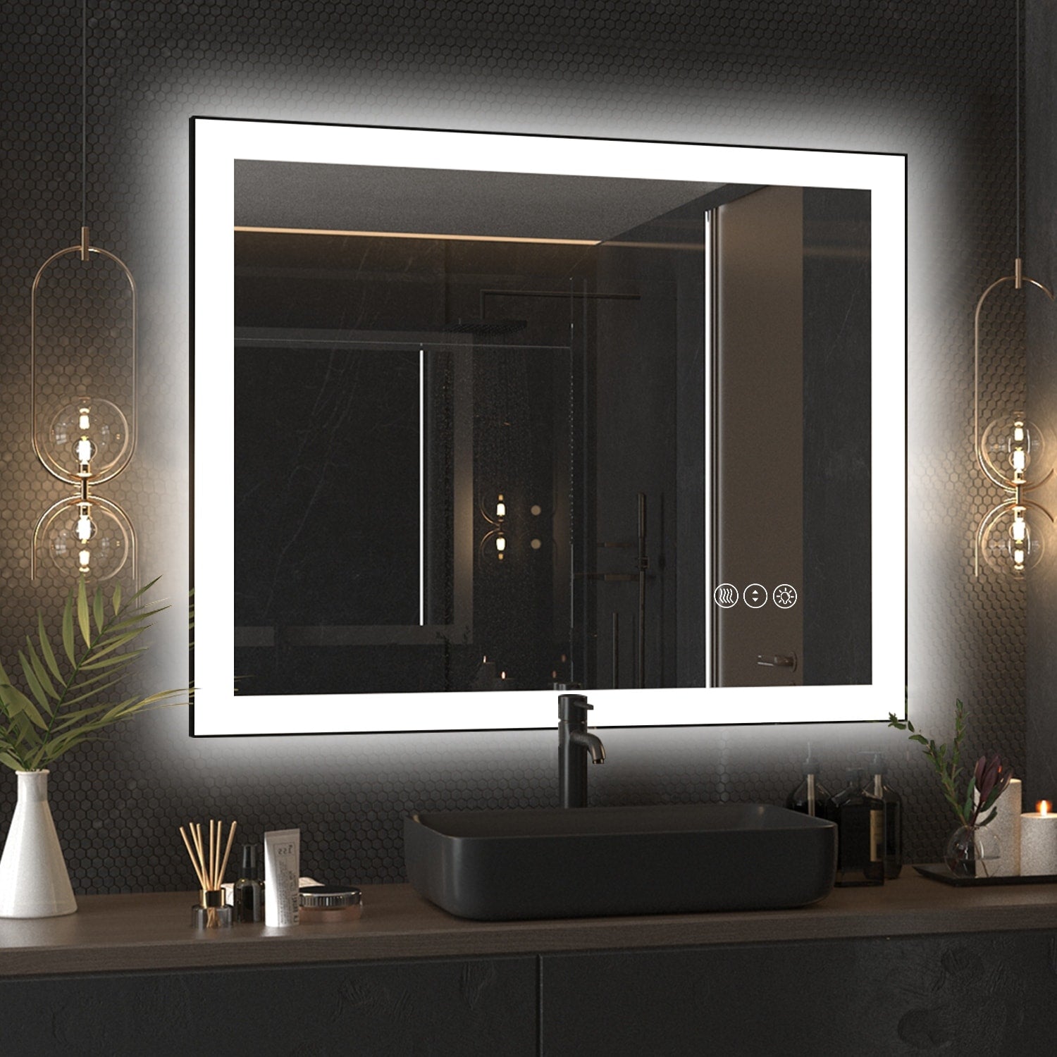 QuivaraView Premium Black Aluminum Framed LED lighting Vanity Mirrors