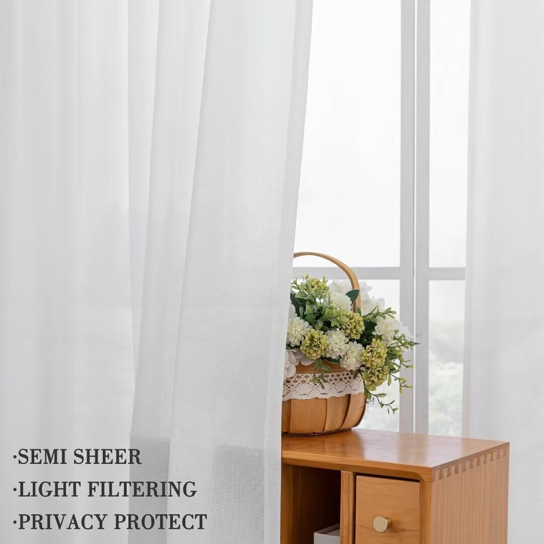 Linen Textured Light Filtering Back Tap/ Rod Pocket Curtain Panels (Set of 2)