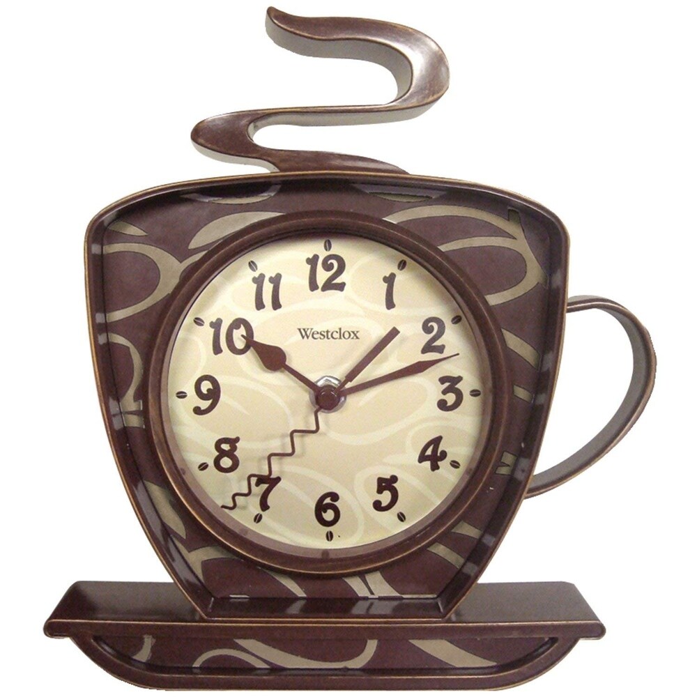 Westclox 8 Analog Quartz Coffee Cup Brown Wall Clock 32038