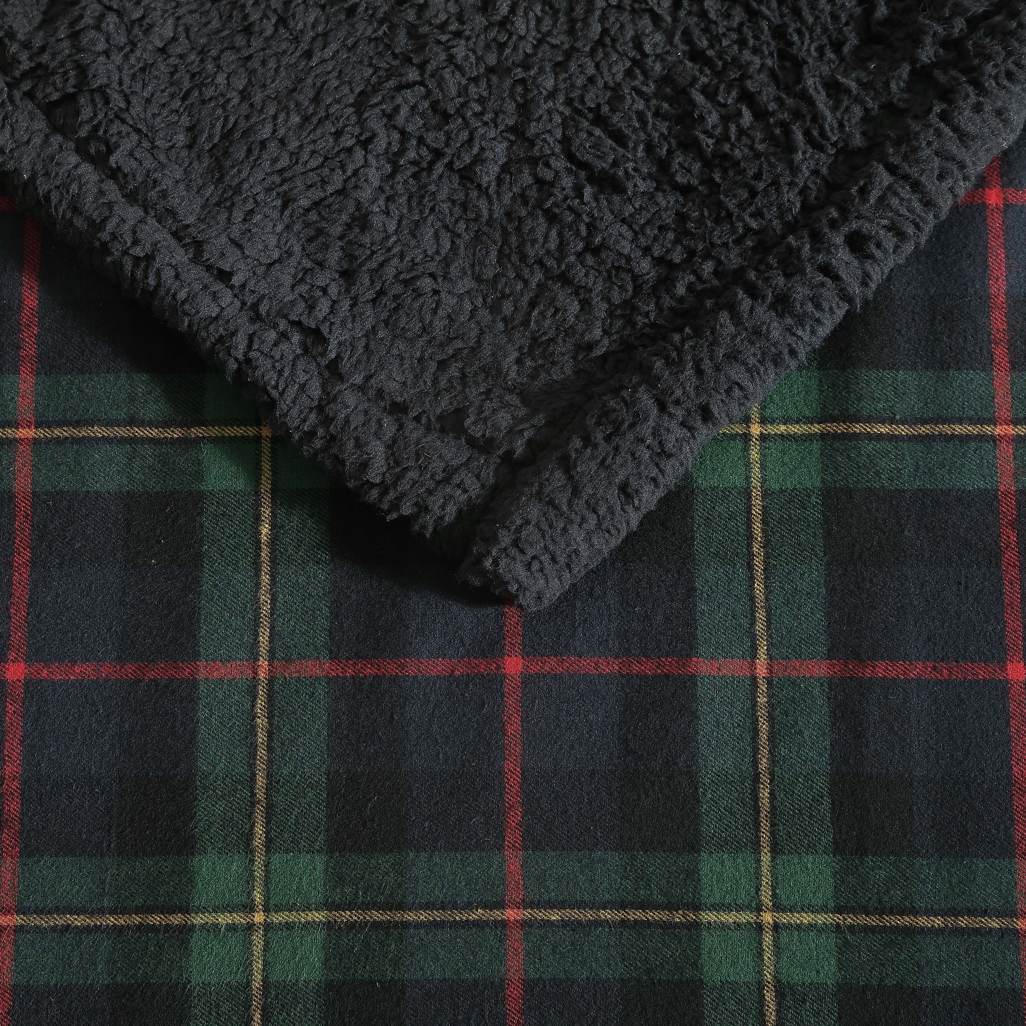 Eddie Bauer Cotton Flannel/Shearling Reverse Throw Blanket