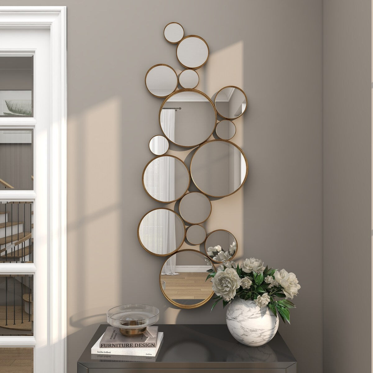 Metal Bubble Cluster Room Wall Mirror - Gold - CosmoLiving by Cosmopolitan