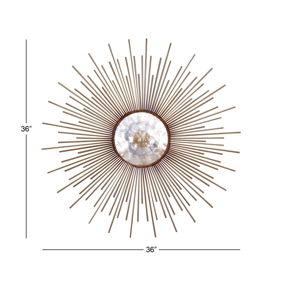 Metal Sunburst Home Wall Decor with Cream Capiz Shell Center - Copper - Roche River Decor