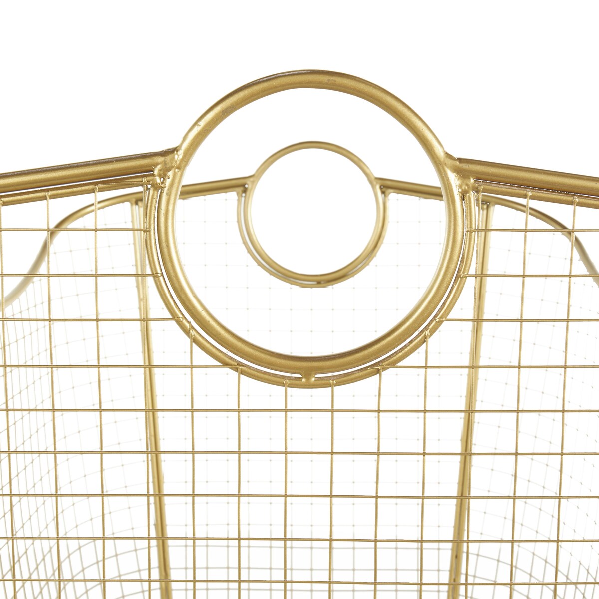 Metal Wire Grid Decorative and Functional Storage Basket with Curved Edges Ring Handles - Gold or Black - Roche River Decor