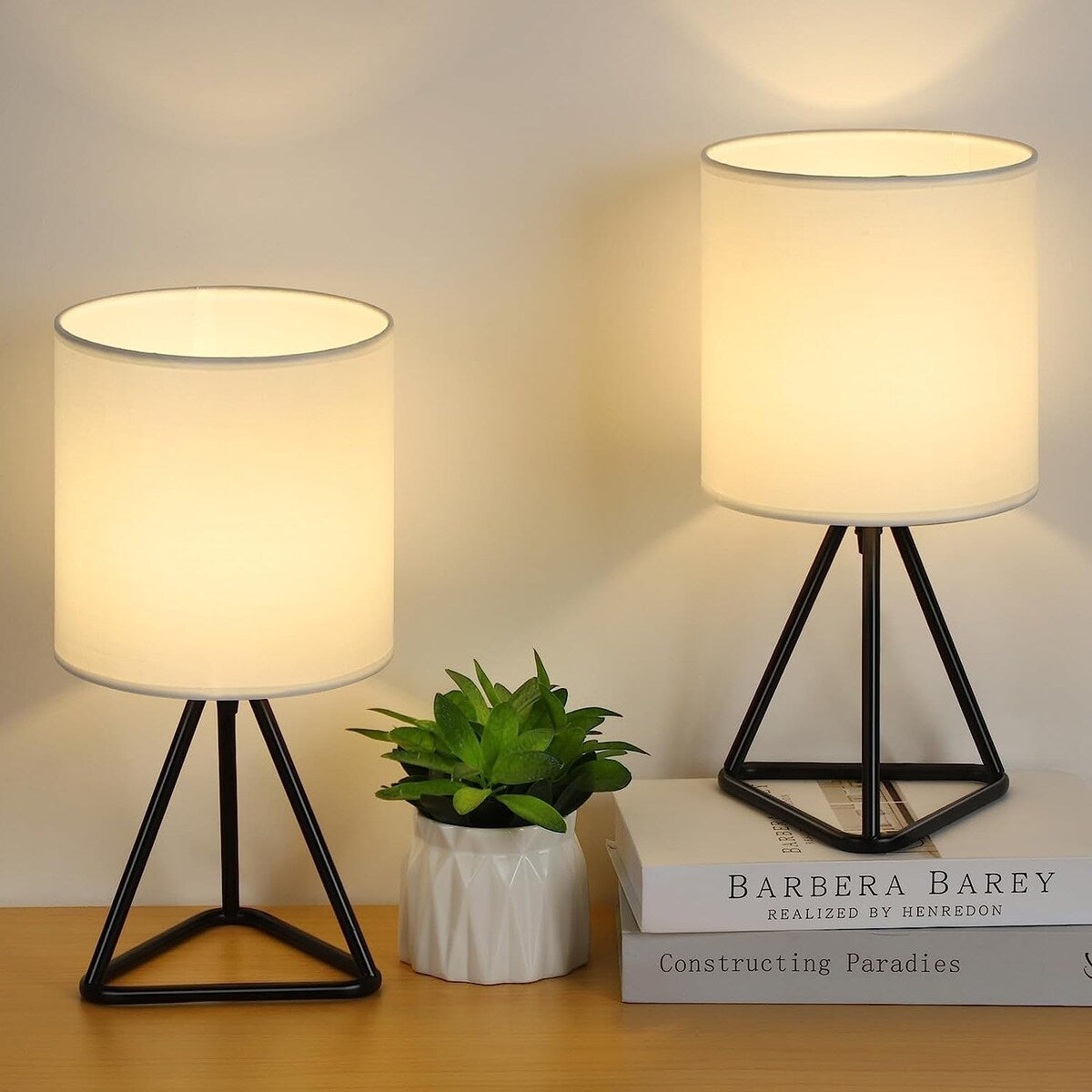 Set of 2 Cute Modern Bedside Nightstand Lamps for Living Room Bedroom