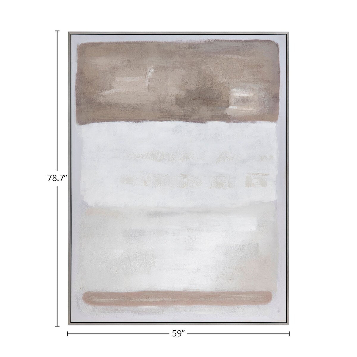 Tan Lines Canvas Wall Art with Silver Frame - Brown