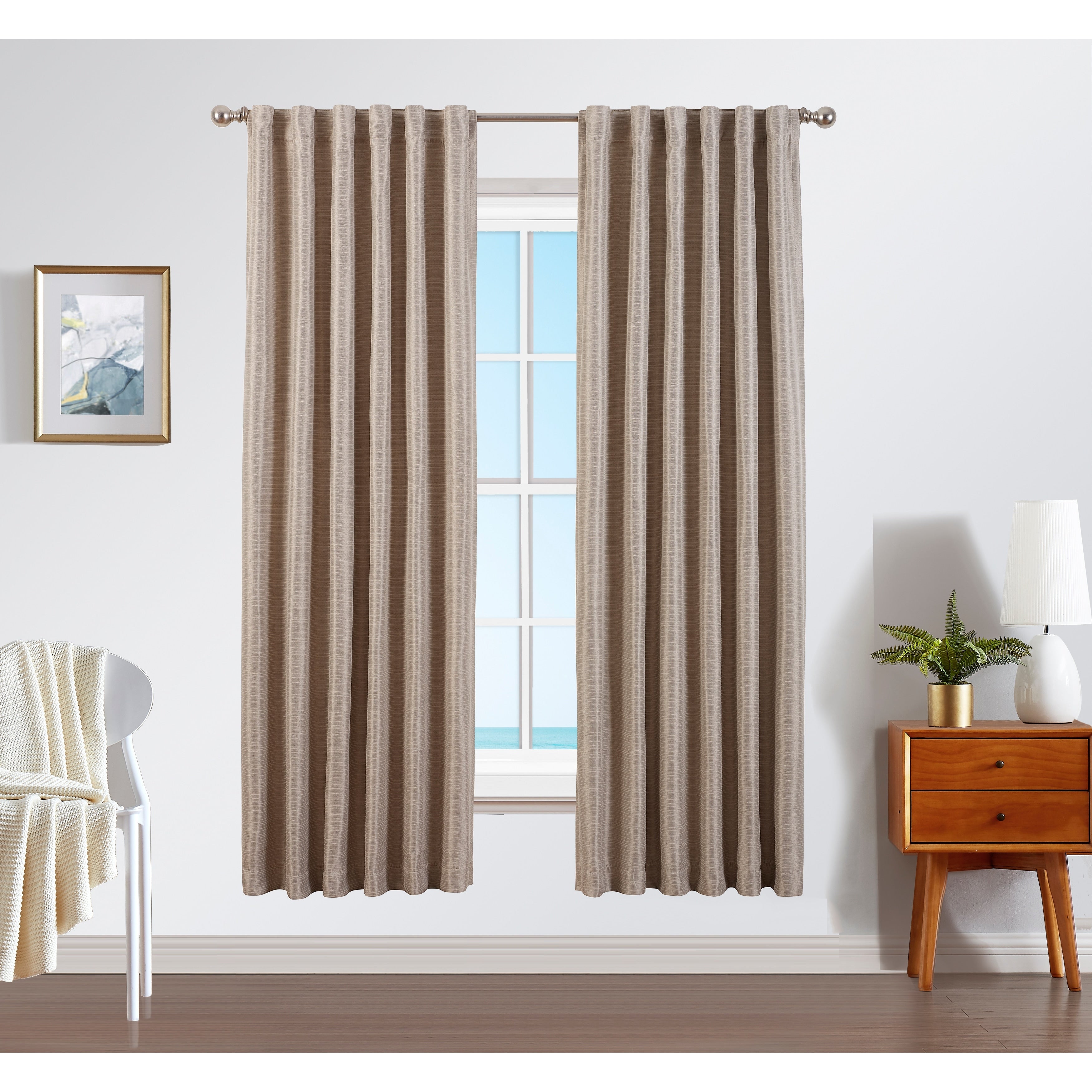 Nautica Robin Thermal Woven Room Darkening Back Tab Window Curtain Panel Pair