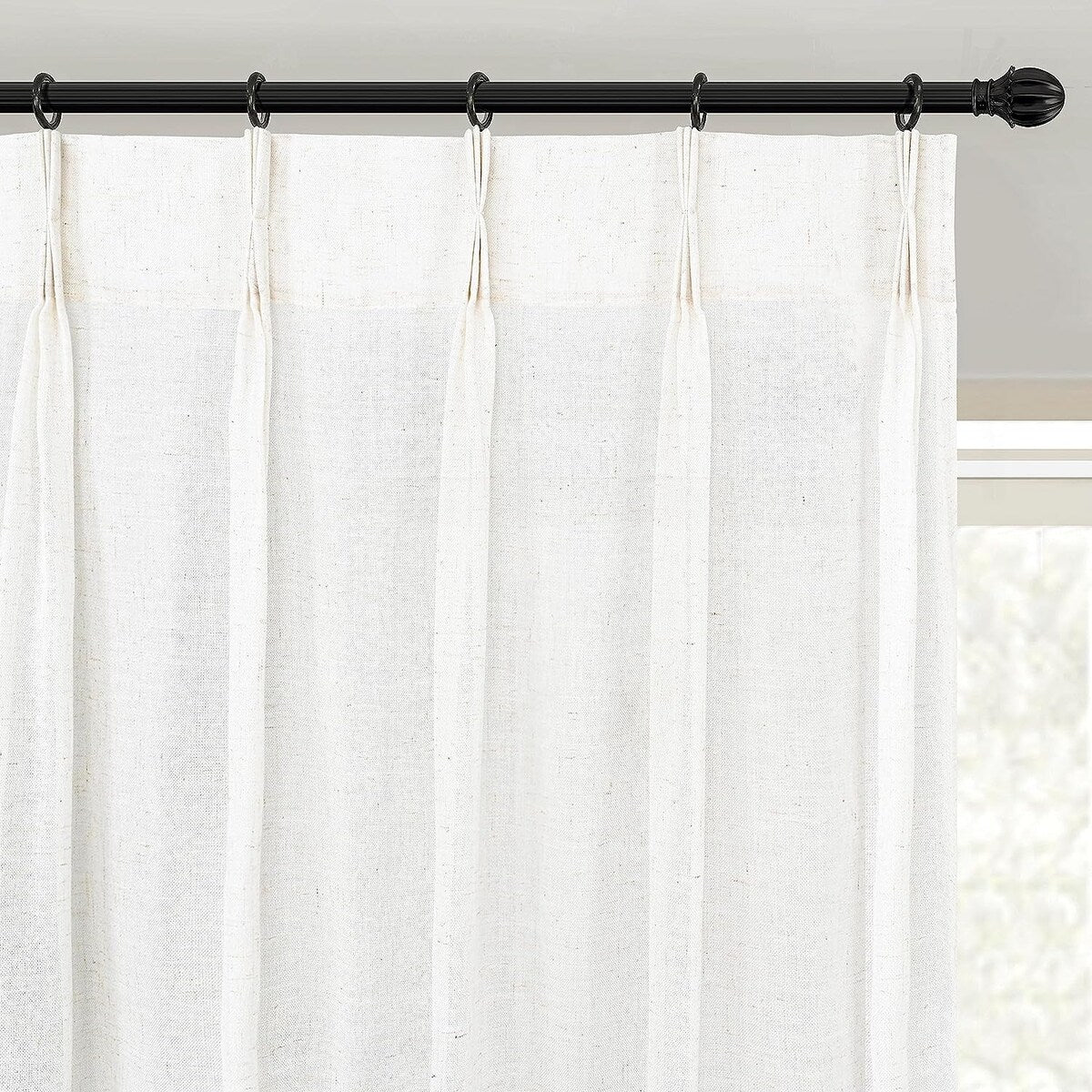 DriftAway Pinch Pleat Linen Textured Semi Sheer Solid Curtains Back Tabs