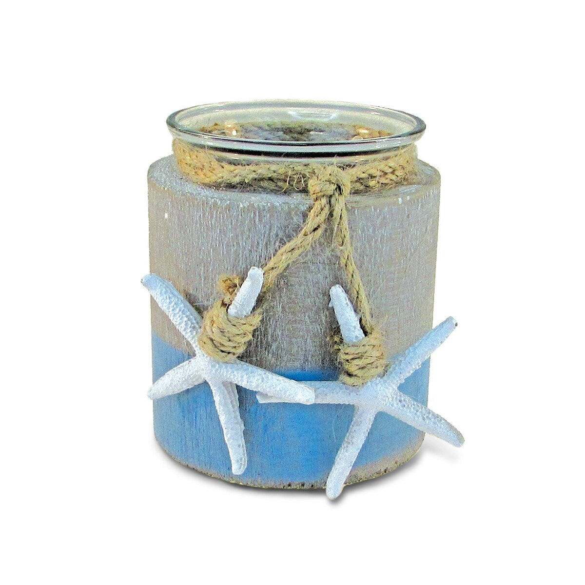 CoTa Global Ocean Breeze Pillar Nautical Wooden Candle Holder - 2.75Lx2.25Wx3.50H Inches