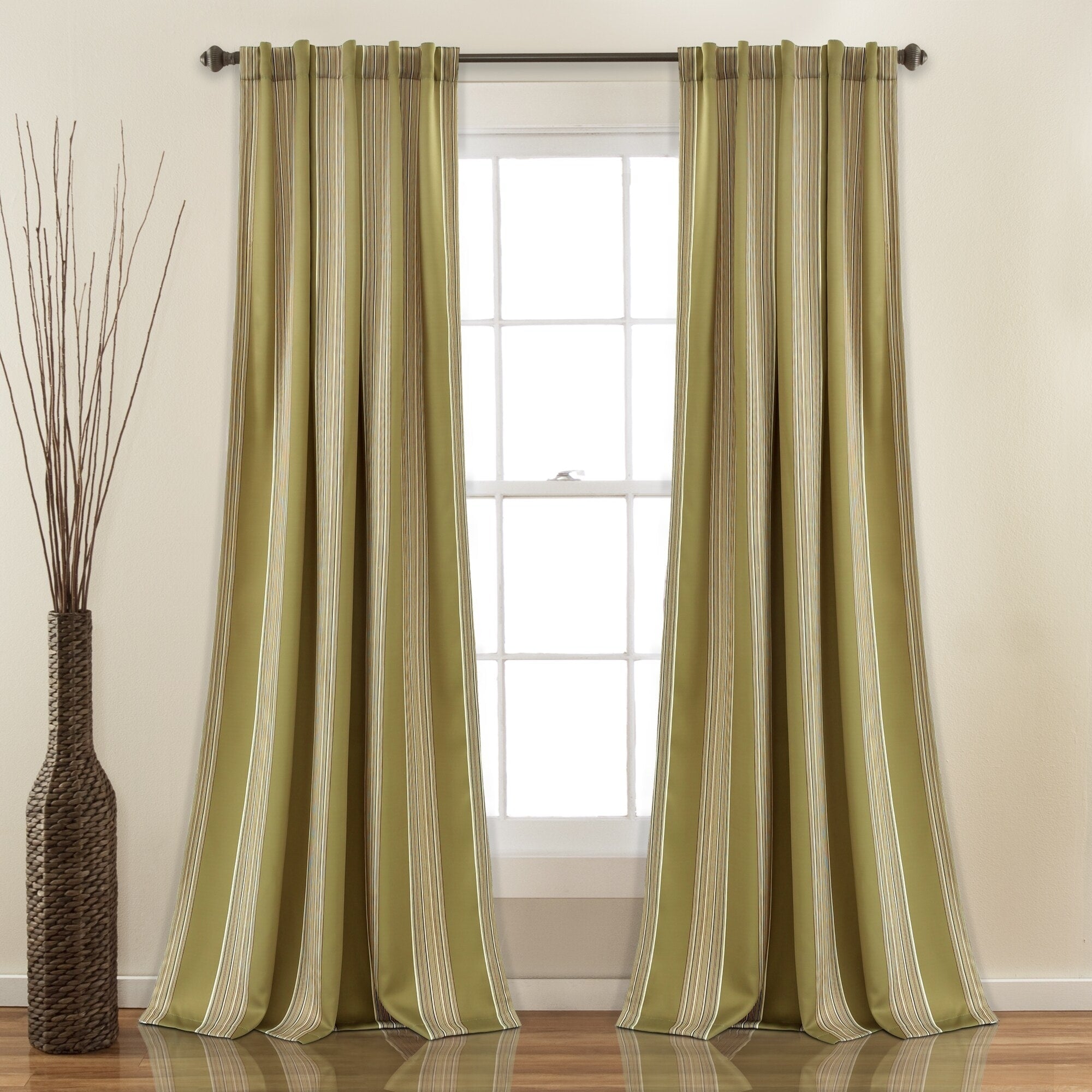 Lush Decor Julia Striped Room Darkening Window Curtain Panel Pair