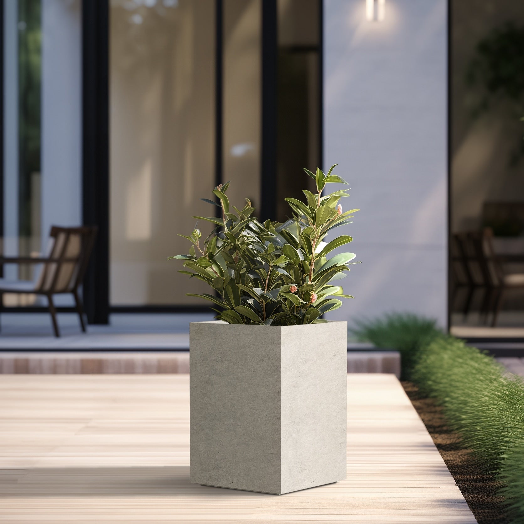 Tall Concrete Rectangle Plant Boxes / Large Indoor and Outdoor Flower Planters