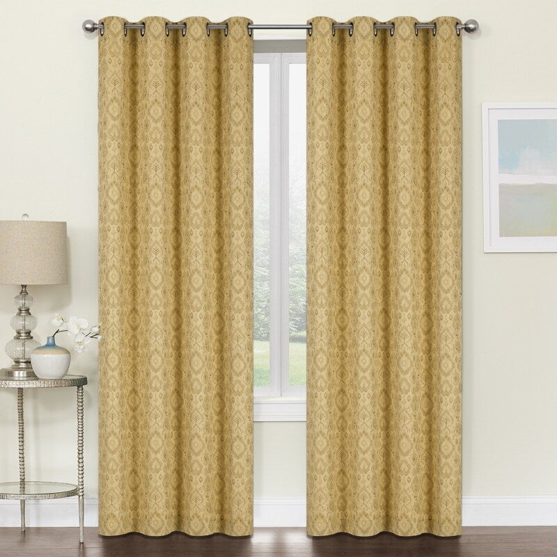 Kate Aurora Regency Collection Raised Jacquard Damask Grommet Top Curtains - 52 in. W x 84 in. - 52 in. W x 84 in.