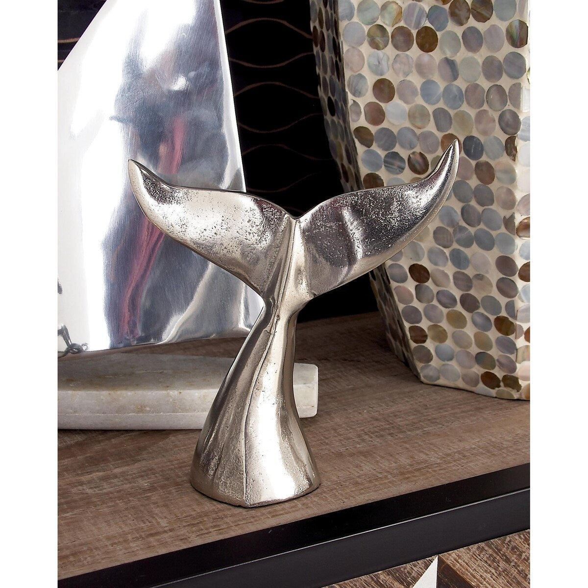 Aluminum Metal Whale Decorative Sculpture - Set of 2 Silver - Roche River Decor