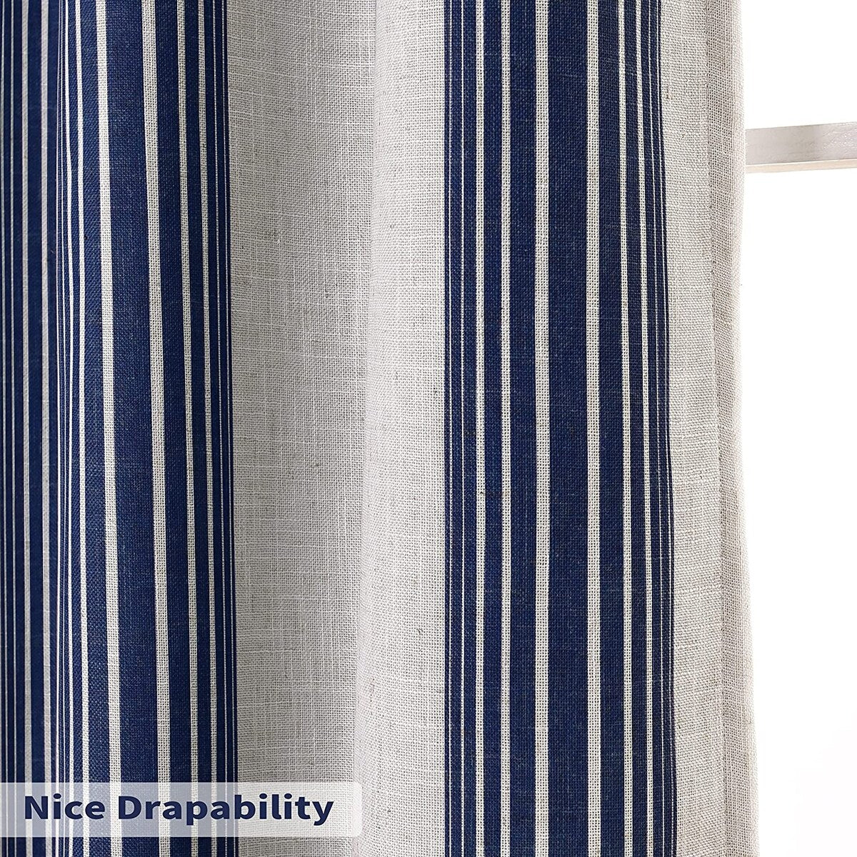 DriftAway Chris Vertical Striped Pattern Linen Textured Lined Blackout Window Curtains