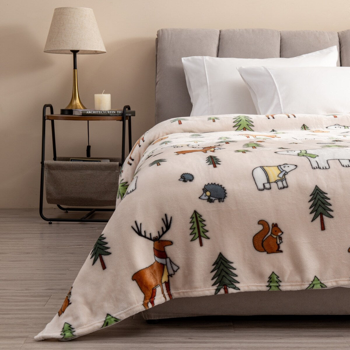 Luxurious Velvet Plush Fleece Holiday Printed Bed Blanket