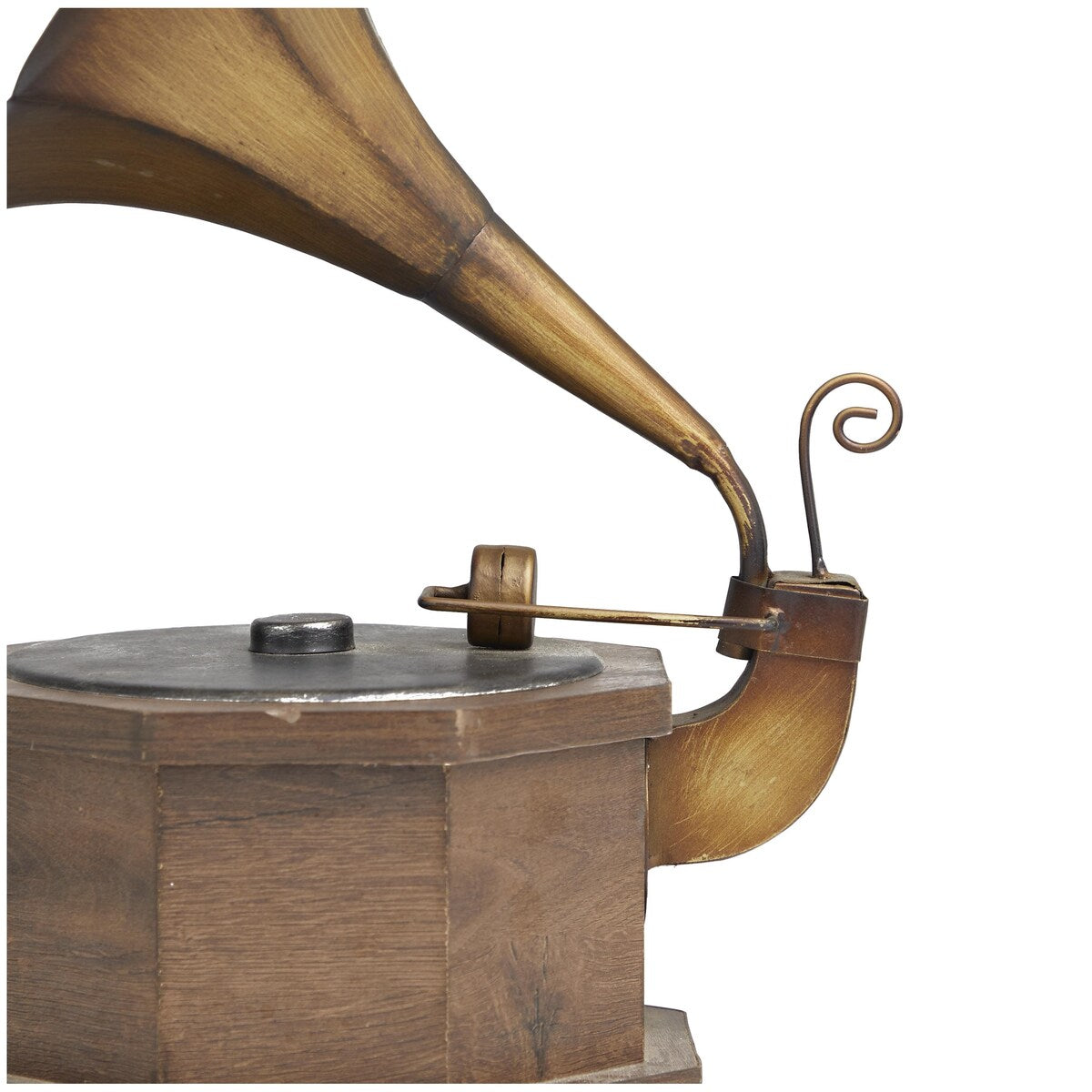 Wooden Music Antique Gramophone with Brown Wooden Base - Copper - Roche River Decor