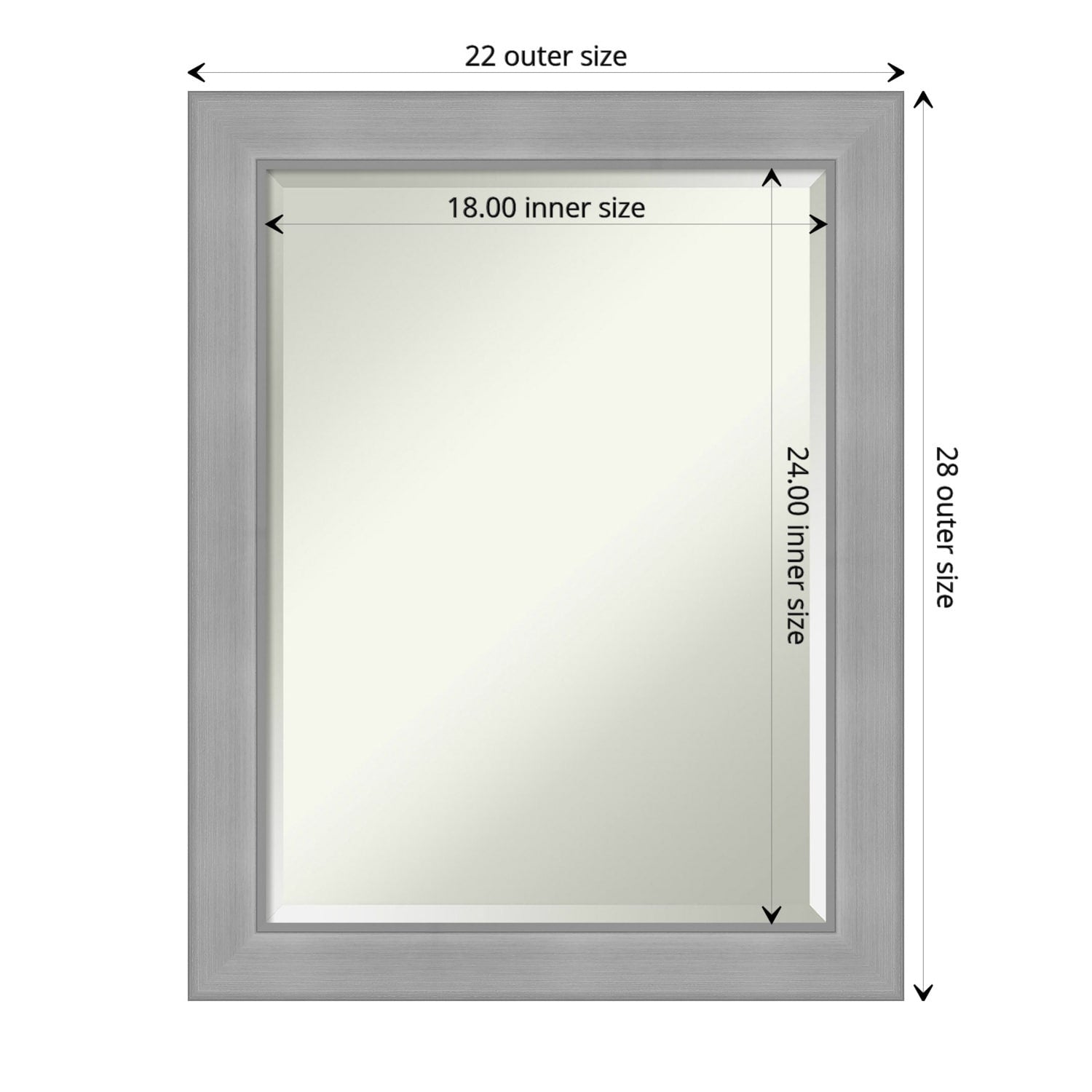 Beveled Bathroom Wall Mirror - Vista Brushed Nickel Frame