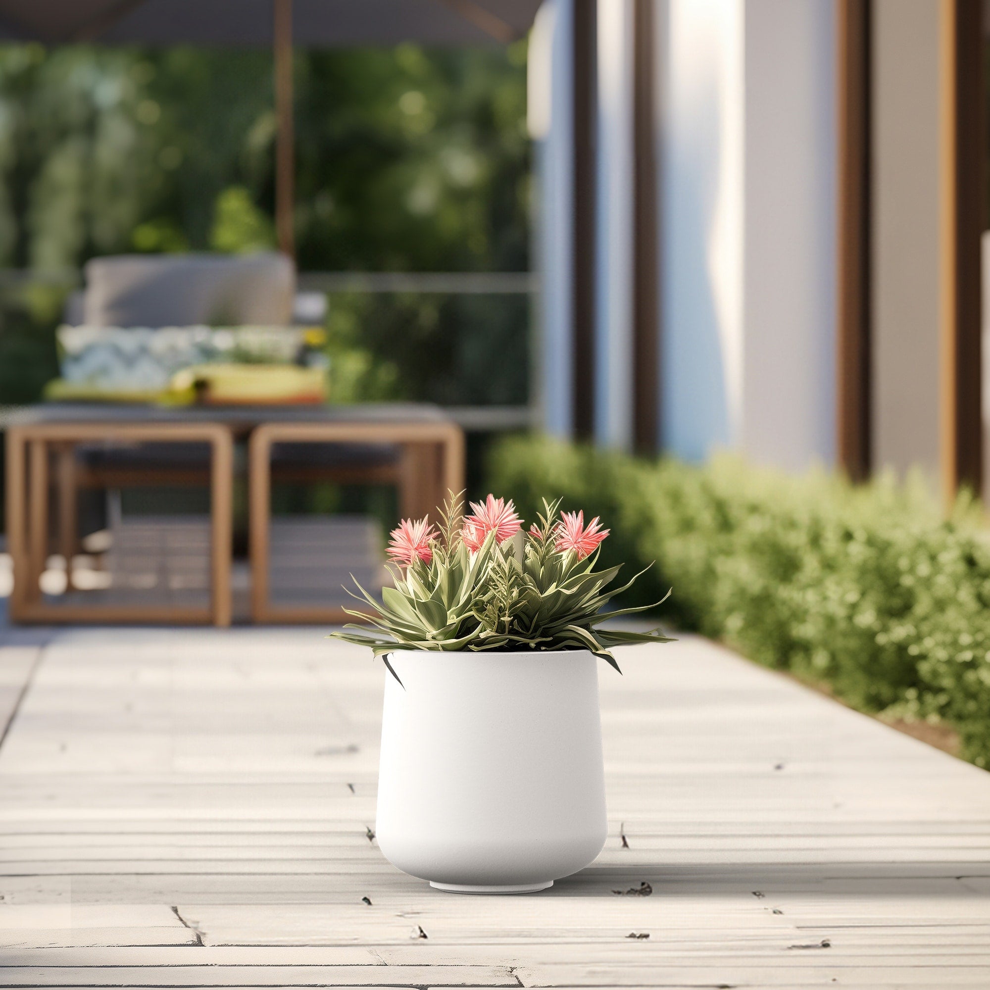 Tall Concrete Round Plant Pots / Large Indoor and Outdoor flower Planters