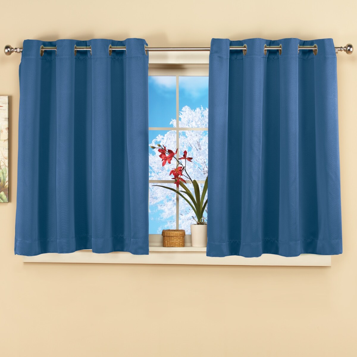 Short Blackout Window Curtain Panel with Easy Open-Close