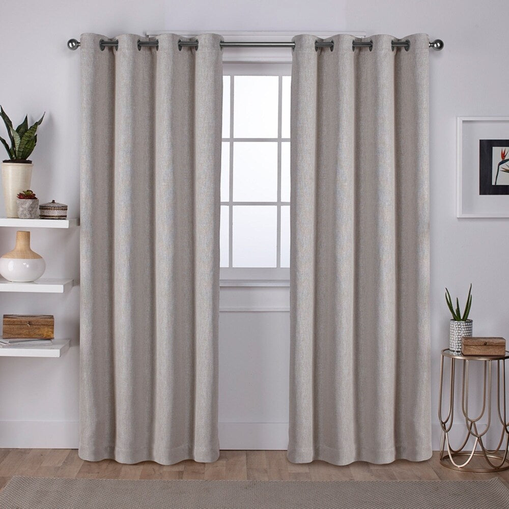 Strick & Bolton Laurette Linen Woven Blackout Grommet Top Curtain Panel Pair