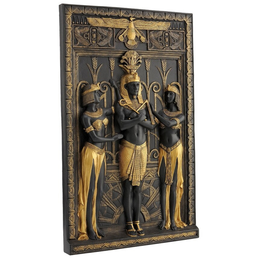 Veronese Design 16.1 L Art Deco Egyptian Pharaoh With Maidens Wall Plaque Resin Multicolor