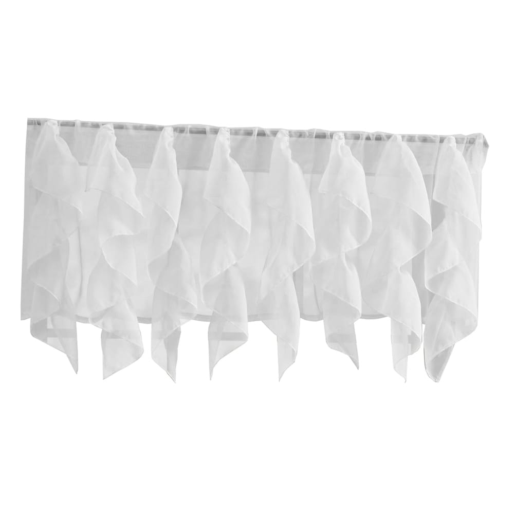 Sweet Home Collection White Vertical Ruffled Waterfall Valances and Curtain Tiers