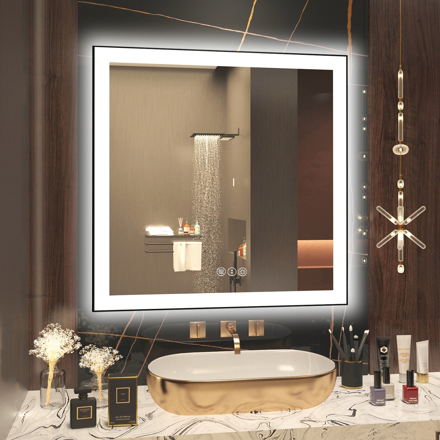 QuivaraView Premium Black Aluminum Framed LED lighting Vanity Mirrors