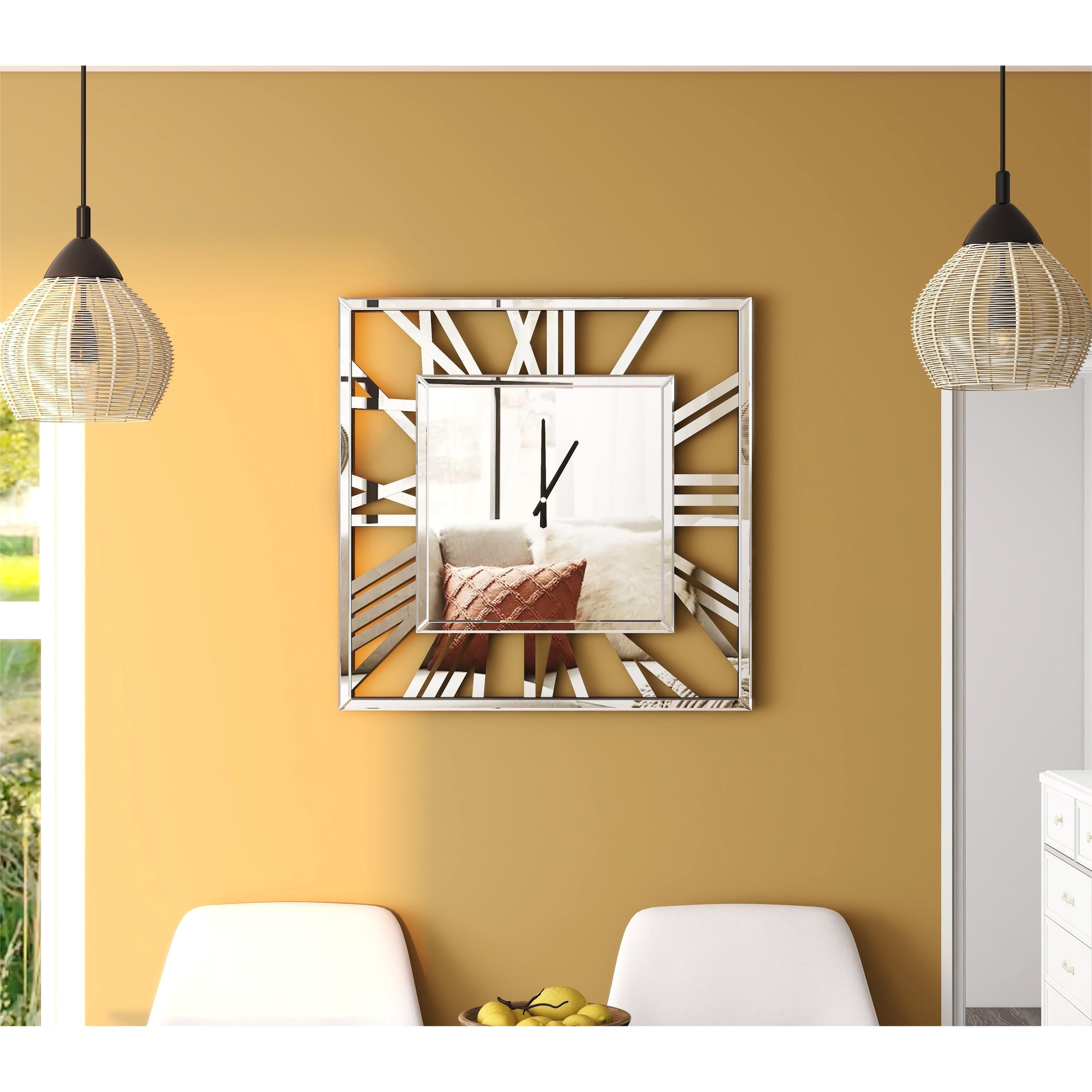 Large Wall Clocks Modern Mirrored Clock