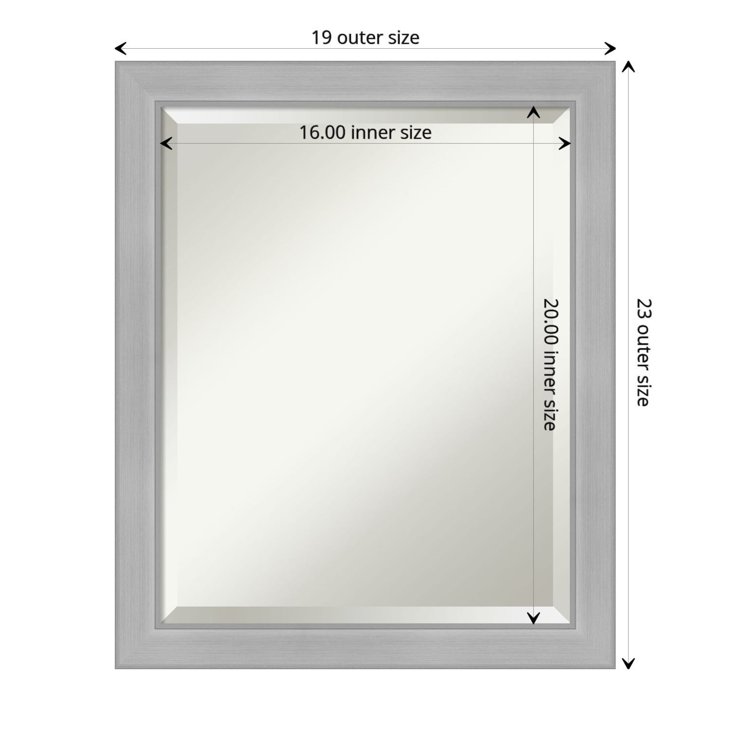 Beveled Bathroom Wall Mirror - Vista Brushed Nickel Frame