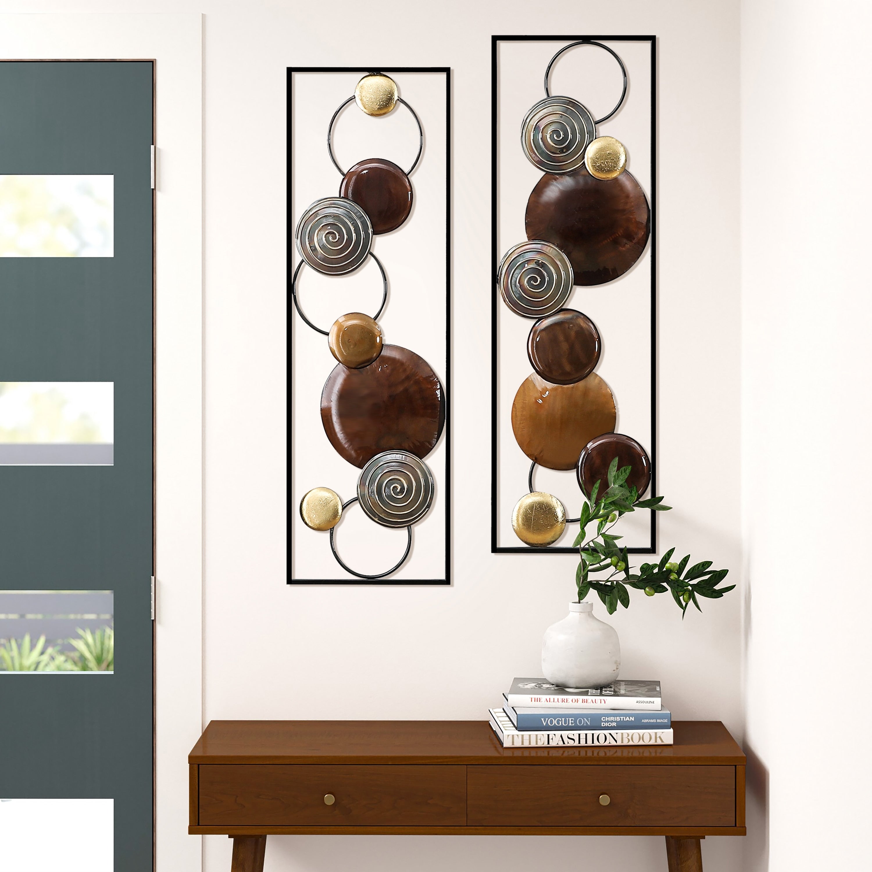 Modern Gold and Brown Metal Wall Decor (Set of 2)