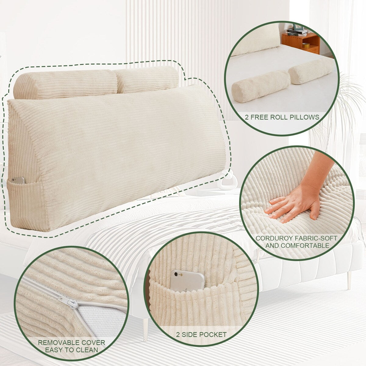 Wedge Headboard Pillow,Bed Rest Reading Pillow