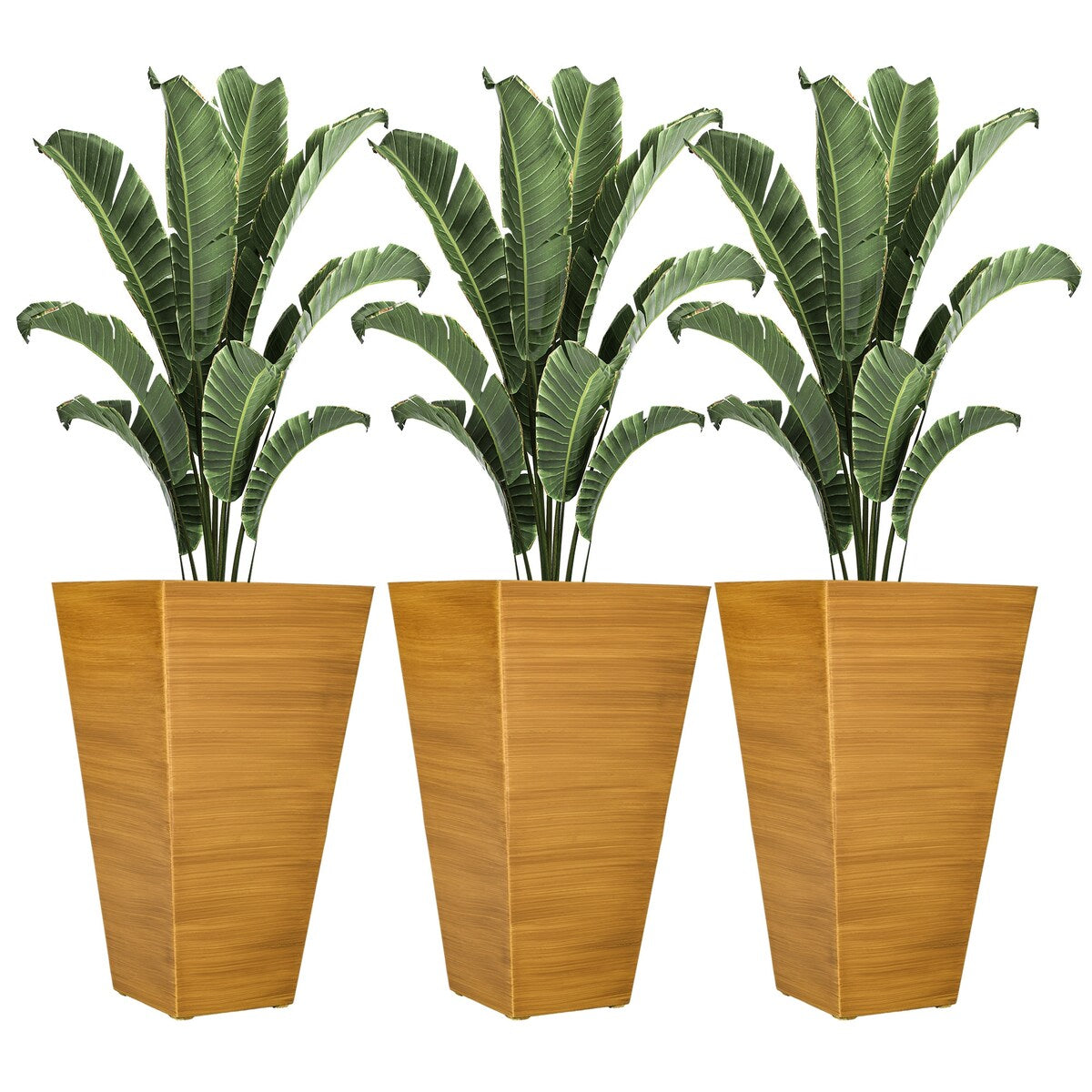 28 Tall Outdoor Planters with Drainage Holes and Plug (Set of 3)