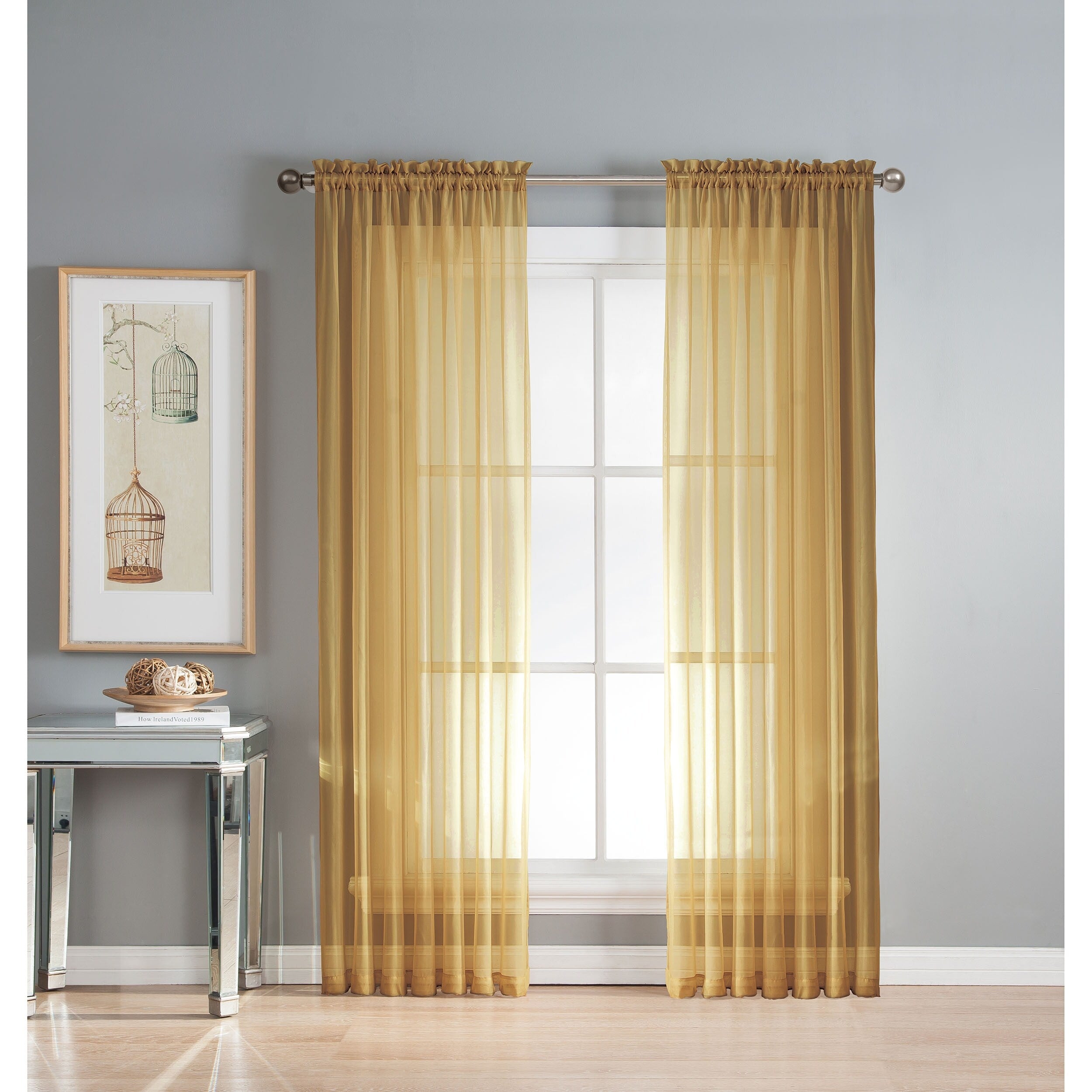 Window Elements Diamond Sheer Voile Extra Wide, 56 Inch Wide. Rod Pocket Curtain Panel